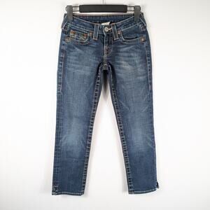 True Religion Size 25 Womens Kate Skinny Jeans Cropped Stretch USA Made Denim